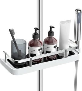 Duschregal Duschablage ohne Bohren für die Duschstange Badezimmer Aufbewahrung mit Duschhalter Für Duschstange mit Durchmesser von 19mm - 25mm