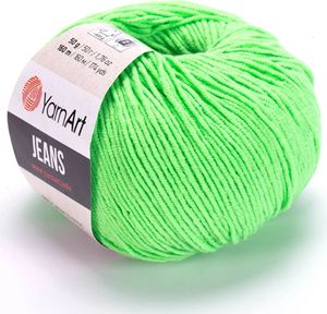 YarnArt Jeans 60 – Ultra Grün, 50g Baumwollmischgarn, ideal für Amigurumi und Strickprojekte