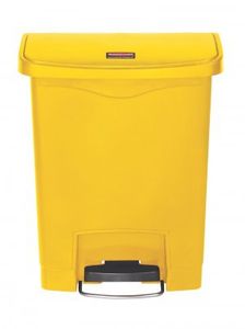 RUBBERMAID Kunststoff-Tretabfallbehälter mit Pedal an der Breitseite 30 L, Farbe:Gelb