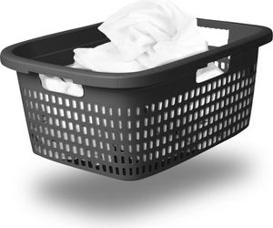 Novaliv Wäschekorb mit 3 Griffen 25L Anthrazit, Wäschebox Set Wäscheeimer Wäschebehälter für Bad Wäsche Schmutzwäsche, Wäschekörbe Schmutzwäschebehälter Wäschetonne Korb Sammler Box