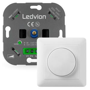Ledvion LED Dimmer, 3-200 Watt, Universal, Lampe LED, Einbaudimmer, Dimmschalter, Inkl. Dimmer Abdeckplatte, Dimmer- Abdeckrahmen, Dimmer LED Lampen, Phasenabschnittsdimmer LED, Inkl. Adapter