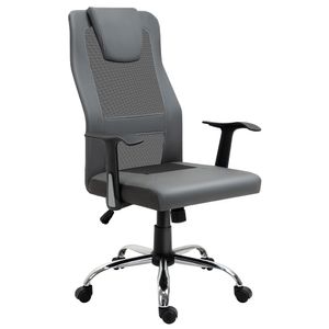 Kancelářská židle Vinsetto Otočná židle Výškově nastavitelná manažerská židle Kancelářská židle Ergonomická umělá kůže šedá 66 x 73 x 108-118 cm