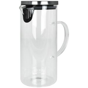 Alpina Glaskrug 1,3L mit Deckel und Fruchteinsatz Glaskanne Wasserkaraffe Glaskaraffe Wasserkrug Glas Karaffe Wasserkanne