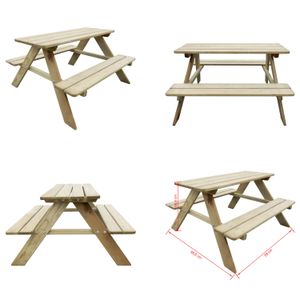 vidaXL Kinder Picknicktisch 89×89,6×50,8 cm Kiefernholz - Picknicktisch - Picknicktische - Tisch Und Bank - Tische Und Bänke