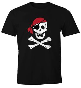 Herren T-Shirt Pirat Skull Jolly Roger Bandana Fasching Fun-Shirt Moonworks®  XL