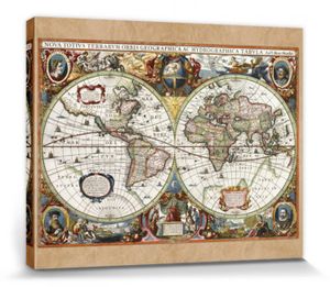 Historische Landkarten Poster Leinwandbild Auf Keilrahmen - Weltkarte, Nova Totius Terrarum, 1630 (40 x 50 cm)