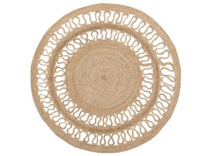 BELIANI Teppich Beige Jute 120 x 120 cm Kurzflor Boho Stil Maschinengewebt Rund