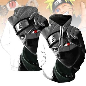 Anime Naruto Kapuzenpullover Hoodie für Männer Jungen Sportbekleidung Grau Kapuzenpullover, Größe: XL