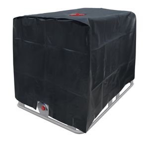 ECD Nemecko Kryt na nádrž na vodu 1000 L 120 x 100 x 116 cm s výrezom na otvor v čiernej farbe - ochranný kryt ochranná plachta UV-fólia na IBC nádrž na dažďovú vodu kontajner kontajner