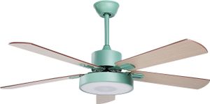 BELIANI Stropný ventilátor so svetlom zelený syntetický materiál železný s diaľkovým ovládaním svetlé drevo tradičná obývacia izba