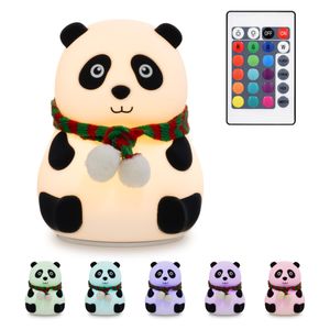 Navaris LED Nachtlicht Pandabär Design - Fernbedienung Micro USB Kabel - Süße RGB Farbwechsel Kinder Nachttischlampe - Panda Schlummerlicht Weiß