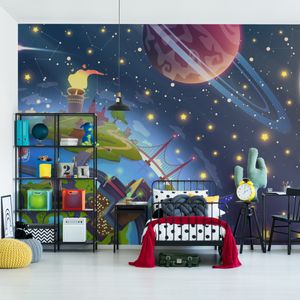 Muralo XXL Selbstklebende FOTOTAPETE COSMOS Welt Planetenstadt 3D Effekt (B) 90 cm x (H) 60 cm Tapete Wandtapete WOHNZIMMER SCHLAFZIMMER 4849