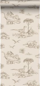 ESTAhome Tapete Dinosaurier Beige - 139557 - 0,53 x 10,05 m