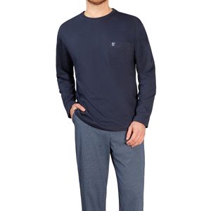 Hajo Premium Baumwolle Schlafanzug Lange Hose und Langarm-Shirt mit Brusttasche, Aus supergekämmter Baumwolle, Bequeme Passform