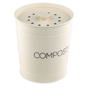 Navaris Komposteimer Mülleimer Abfalleimer für Biomüll - 3l Eimer Behälter für Müll - Bioabfallbehälter inkl. 3 Kohlefiltern - cremeweiß