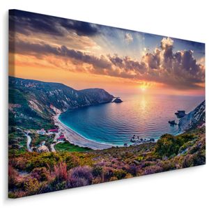 Fabelhafte Canvas LEINWAND BILDER 120x80 cm XXL Kunstdruck Meer Bucht Sonnenuntergang