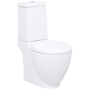 Duolm WC Keramik-Toilette Badezimmer Rund Senkrechter Abgang Weiß