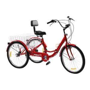 24 Zoll Dreirad für Erwachsene  7 Gang Seniorenfahrrad  Faltbares Fahrrad     mit Einkaufskorb Mit LED Licht