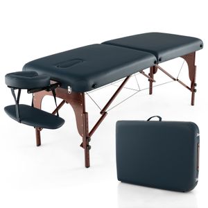 COSTWAY Tragbarer Massageliege, Höhenverstellbare Professionelle Massagetisch mit Holzrahmen, armablage & Kopfstütz, behandlungsliege mit Tragetasche für massagen & wimpernverlängerung