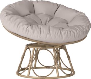 Outsunny papasan křeslo ratanové 360° otočné proutěné křeslo se sedákem o průměru 120 cm kulaté lounge křeslo polohovatelné světle šedé