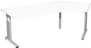 C-Fuß Flex Freiformtisch 135°, höhenverstellbar, 216,6 x 80-113 cm, verschiedene Farben, FarbeNachbildung:Weiß, Ausführung Winkel:rechts