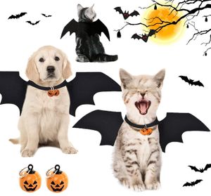 Katze Bat Wings Kostüm, Halloween Haustier Kostüm, Pet Hund Bat Wings Katze Fledermaus Kostüm, Katze Fledermaus Kostüm, Haustier Fledermausflügel mit 2Pcs Pumpkin Bell