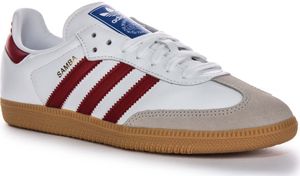 Adidas Samba Og 3 Streifen Retro Kontrast 70er Ledersneaker in Weiß Rot – 10 UK - 44 2/3 EU - 10.5M/11.5F US / White Red