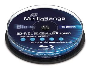 MediaRange Bluray 50GB 10pcs BD-R cake 6x Double Layer