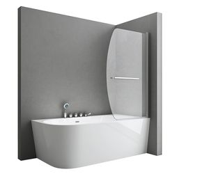 doporro 90x140 cm Design-Duschwand für Badewanne Badewannenaufsatz Duschabtrennung 6mm ESG-Sicherheitsglas nach DIN EN 12150-1 inkl. NANO-Beschichtung Badewannenfaltwand