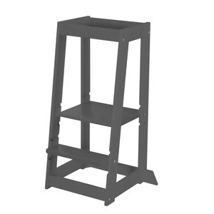 roba Lernturm nach Montessori - Sicherer Tritthocker für Kinder - Ideal als Küchenhelfer - Bis 80 kg belastbar - -em Holz - Anthrazit