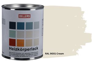 OELLERS Heizkörperlack DIY 1L RAL 9001 Cremeweiß Heizungsfarbe Heizungslack Heizkörperfarbe