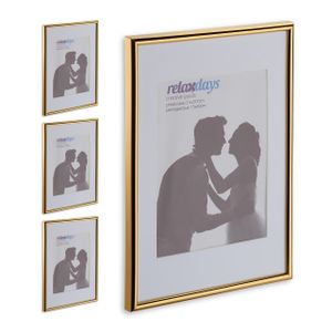 relaxdays 4 x Bilderrahmen A4 gold