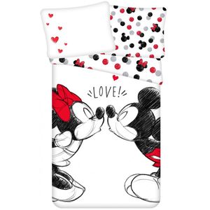 JERRY FABRICS Leinen Mickey und Minnie Love 04 Baumwolle, 140/200, 70/90 cm