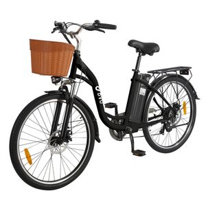 DYU C6 Elektrofahrrad E-Bike 26 Zoll Pedelec Fahrrad 36V 12.5Ah Citybike Shimano 7-Gänge LCD-Steuerung 25 km/h - Schwarz