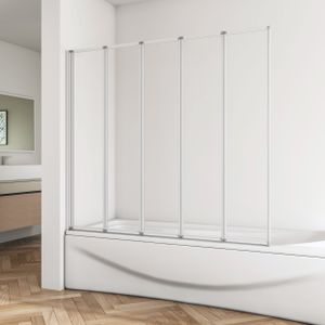 120x140cm Badewannenaufsatz Faltwand Duschwand Duschabtrennung 5-teilig Trennwand