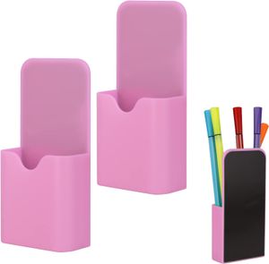 2pcs Magnetischer Stifthalter,Magnetisch Marker Halter Pen Container Heim Büro Lieferungen für Kühlschrank Whiteboard Schließfach(Rosa)
