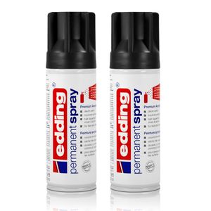 2x edding Permanent Spray tiefschwarz matt 200 ml Premium Acryllack, RAL 9005