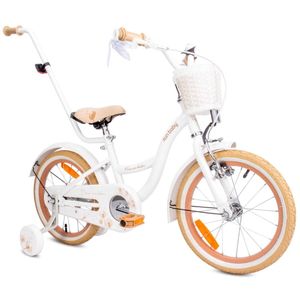 Mädchenfahrrad 16 Zoll Glocke Zusatzräder Schubstange Flower Bike ecru weiß
