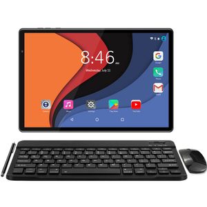 LNMBBS Tablets 10 Zoll mit Tastatur und Maus, 64GB, 4GB RAM, Octa-Core, 1920*1200 Full HD, Android 10.0, 4G LTE, 5G WIFI/Bluetooth, GPS, Type-C/SD, Farbe: Schwarz