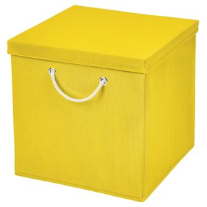 1 Stück Gelb Faltbox 30 x 30 x 30 cm  Aufbewahrungsbox faltbar mit Kordel und mit Deckel