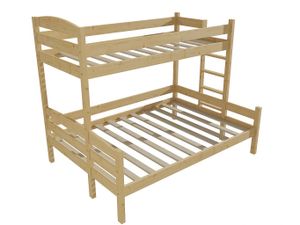 Patrová postel s rozšířeným spodním lůžkem PPS 001 (Rozměr: 90/140 x 200 cm, Umístění žebříku: vpravo, Barva dřeva: bezbarvý lak)