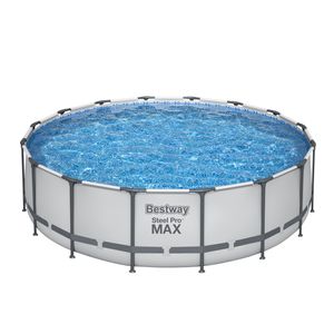 Bestway® Steel Pro MAX™ Frame Pool Komplett-Set mit Filterpumpe Ø 488 x 122 cm , lichtgrau, rund