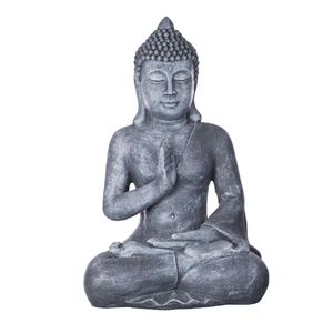 Großer XXL Buddha B4002 Bronze oder Steingrau Figur XL 56cm Statue riesige Büste, Farbe:Steingrau