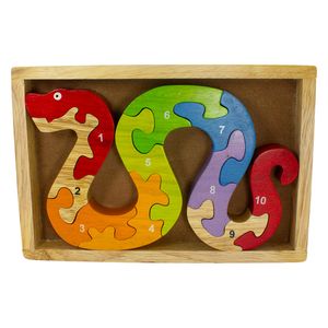 1-10 Zahlen Puzzle Schlange Zahlenpuzzle für Kinder 10 -tlg Holz lasiert - 2905