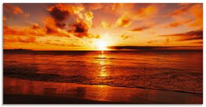 ARTland Glasbild Schöner Sonnenuntergang Strand Größe: 100x50 cm