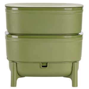 ECONOMY Wurmkomposter für Küche und Balkon - Design Wurmkiste aus 100% Recyceltem Kunststoff - Vermicompost als Wurmfarm mit 2 Schalen - Volumen 30 Liter, grün