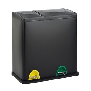 SVITA TC2Combo35 Mülleimer 35 Liter 12+23l Treteimer Trennsystem Küche Schwarz