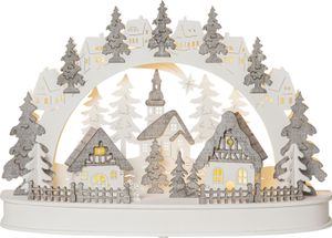 LED Schwibbogen ,Grauberg', 3D, Holz, batteriebetrieben, weiß/grau LED Schwibbogen ,Grauberg', 3D, Holz, batteriebetrieben, weiß/grau
