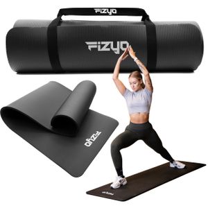 FIZYO Podložka na cvičenie jogy a pilatesu Fityo Plus, protisklzová gymnastická karimatka NBR, veľkosť 190x60x1 cm, hrúbka 10 mm – čierna