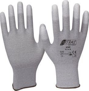 NITRAS ESD-Handschuhe 6230T, antistatisch, touchscreenfähig, teilbeschichtet auf Fingerkuppen - 12 Paar Größe:7